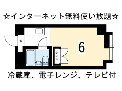 カサデソーラ白川(1K/2階)の間取り写真
