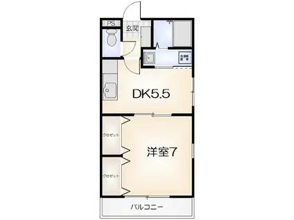 中山ビル2番館(1DK/3階)の間取り写真