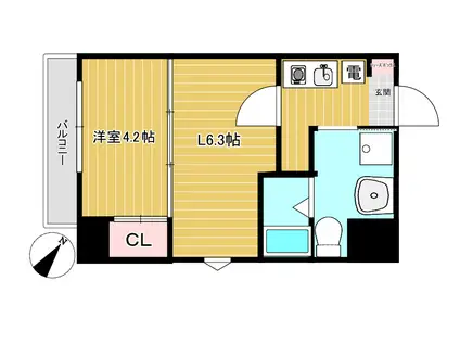 アクシーズグランデ浦和東仲町N(1LK/4階)の間取り写真