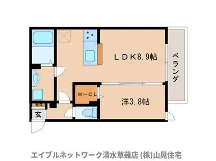 ワンユニバーシティプレイス(1LDK/3階)の間取り写真