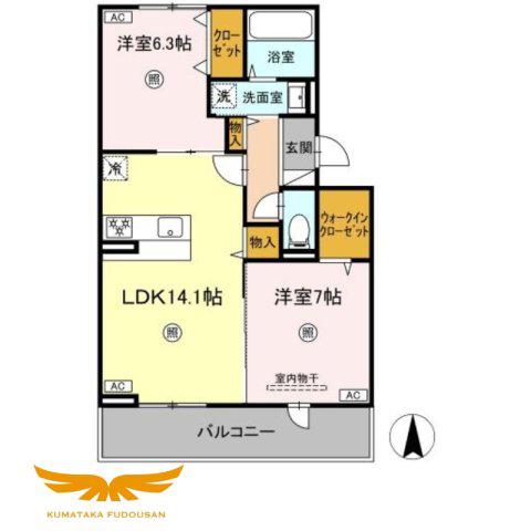 ハイムセラ出水(2LDK/2階)の間取り写真