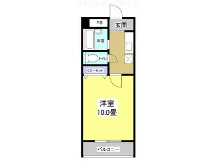 サンヴェール海老塚(1K/2階)の間取り写真