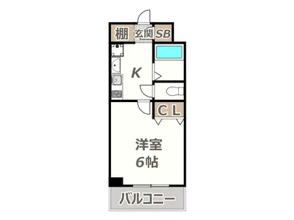 カーサ山城(1K/4階)の間取り写真