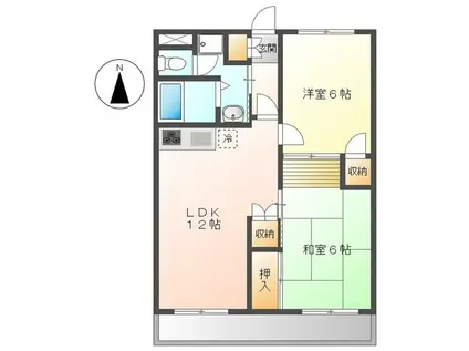 パレスサントピアII(2LDK/1階)の間取り写真