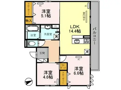 エスポワールソプラ(3LDK/3階)の間取り写真