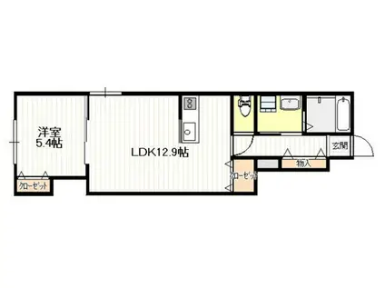 ギア2佐方(1LDK/1階)の間取り写真