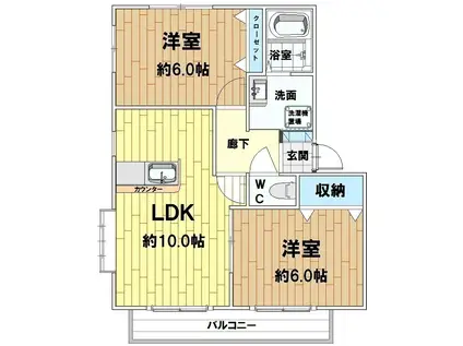 アンナハイム(2LDK/1階)の間取り写真