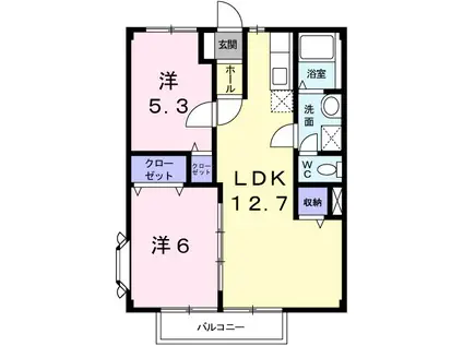 メゾンシャングリラ(2LDK/2階)の間取り写真