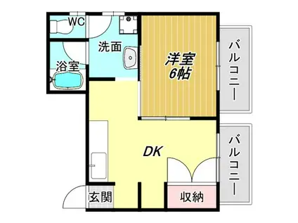 ロイヤルハイツ南(1DK/4階)の間取り写真