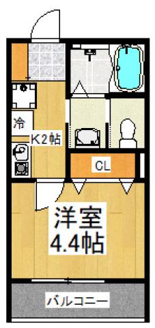 MELLAS新秋津(1K/1階)の間取り写真