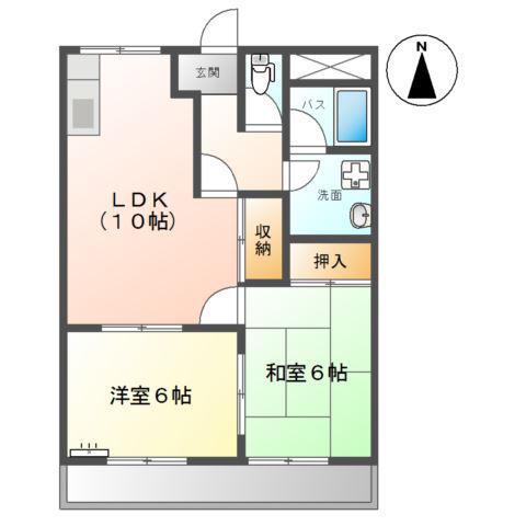 バンティアン(2LDK/2階)の間取り写真