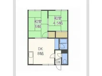 元町しんたくハイツ(2DK/2階)の間取り写真