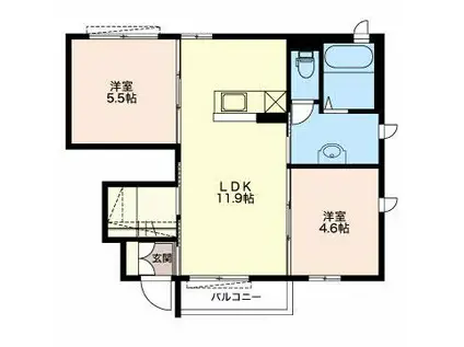 リアフレールC(2LDK/1階)の間取り写真