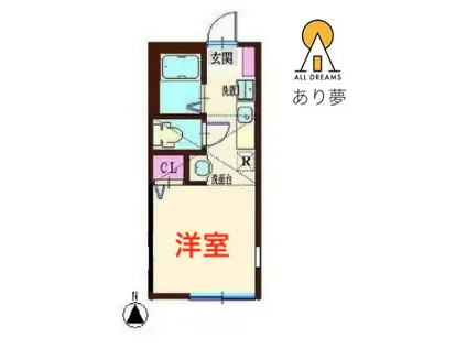 N-HARBOR LAGOON篠原西町B棟(ワンルーム/2階)の間取り写真