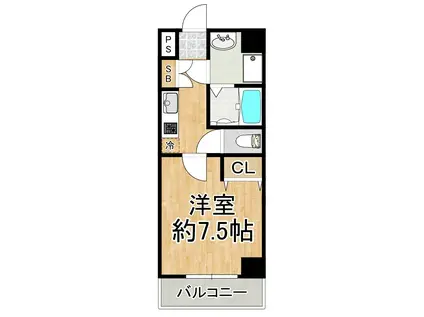 ソシアII(1K/4階)の間取り写真