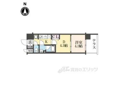 アスヴェル京都西大路サウス(1DK/1階)の間取り写真