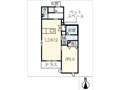 エクラージュ名駅(1LDK/1階)の間取り写真