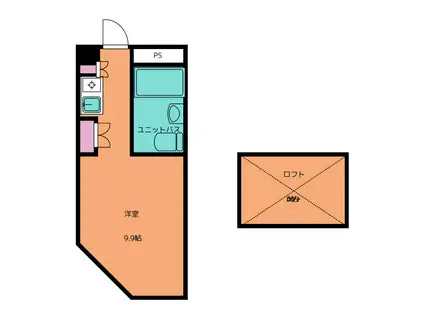 パークサイド(ワンルーム/2階)の間取り写真