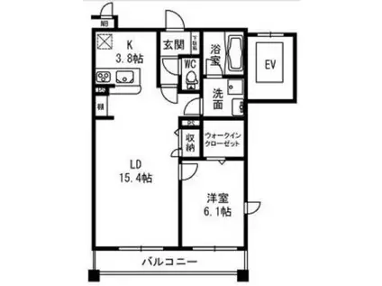 レジデンス二の宮(1LDK/1階)の間取り写真