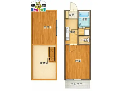 ブランメゾン三芳(1K/2階)の間取り写真