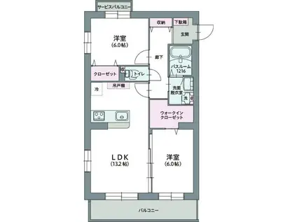 グランデ(2LDK/3階)の間取り写真