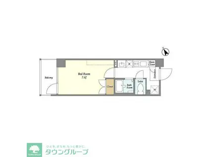 エルフレア立川(1K/7階)の間取り写真