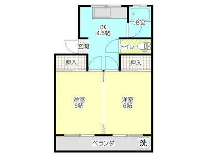 コーポ中沢1号館(2DK/3階)の間取り写真