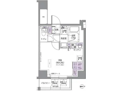 アイビーウエスト(ワンルーム/3階)の間取り写真