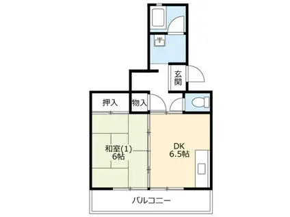 UR泉南一丘団地 47棟(1DK/6階)の間取り写真