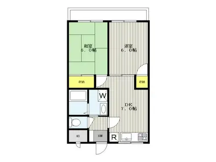 ヒールドビル(2DK/3階)の間取り写真