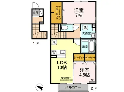 カステ一ロ(2LDK/2階)の間取り写真