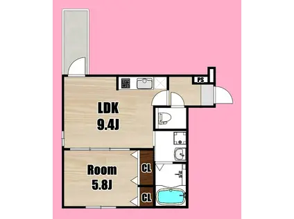 FUJIPALACE瓜生堂III番館(1LDK/2階)の間取り写真