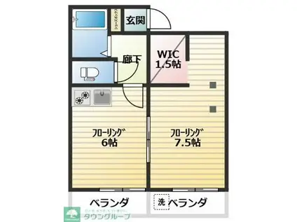 ドミールリッチ(1DK/1階)の間取り写真