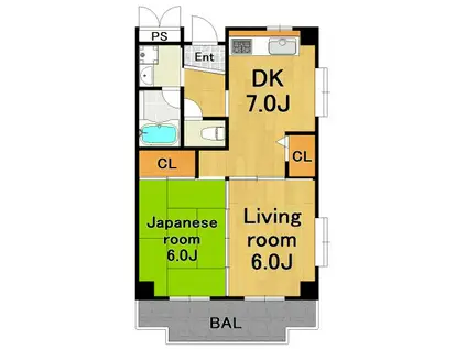 ACROSS武庫之荘(2DK/2階)の間取り写真