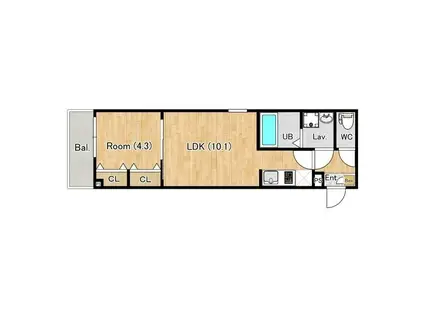 ジーメゾン福生加美平(1LDK/3階)の間取り写真