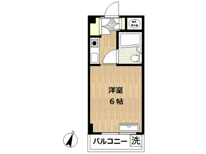 岸谷サンハイム(ワンルーム/2階)の間取り写真