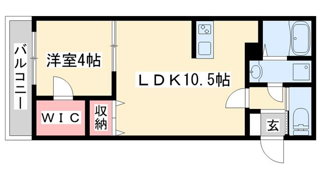 ジーメゾン東加古川クリエ(1LDK/2階)の間取り写真