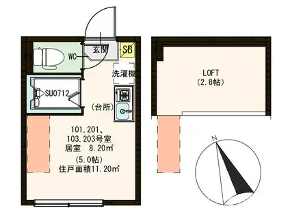 ハーモニーテラス町屋III(ワンルーム/1階)の間取り写真