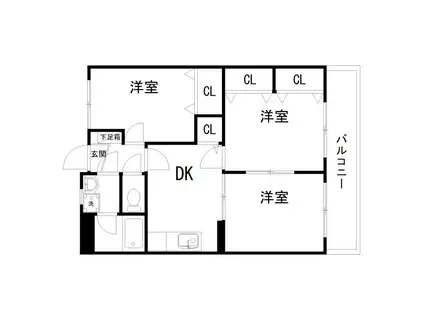 パストラルアヴァン(3DK/1階)の間取り写真