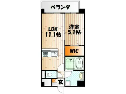 リオ ラクーコ(1LDK/10階)の間取り写真