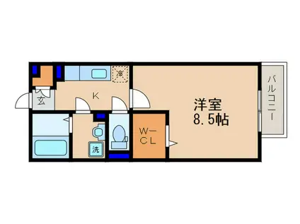 グランシャリオ(1K/2階)の間取り写真