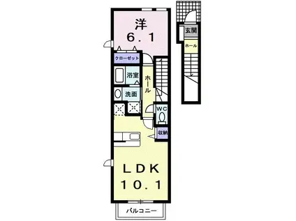 ボニ-ト旭II(1LDK/2階)の間取り写真