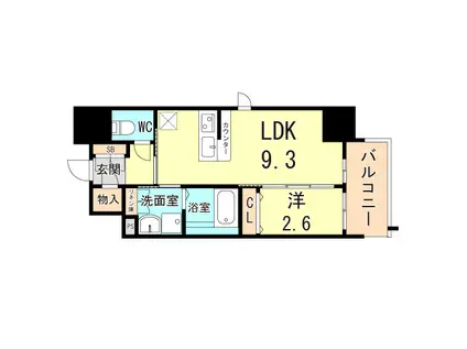 クローバー・フロント(1LDK/11階)の間取り写真