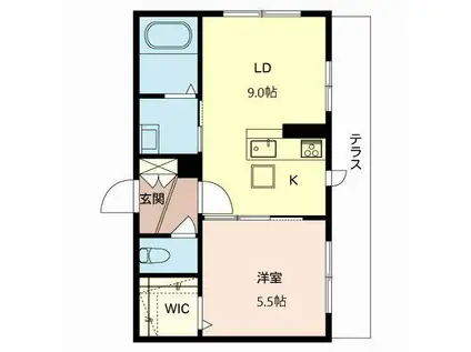 ヴィラエーデル中泉(1LDK/1階)の間取り写真