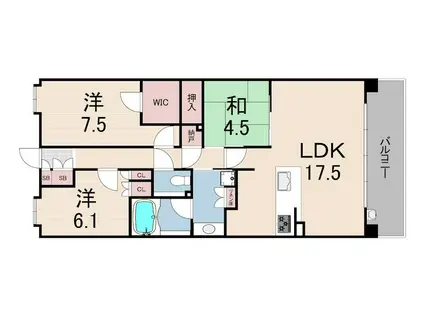 パークシュロス芦屋(3LDK/4階)の間取り写真