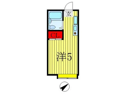 キャピタルKII(ワンルーム/1階)の間取り写真