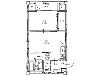 ビューティーマンション井上(1LDK/2階)の間取り写真