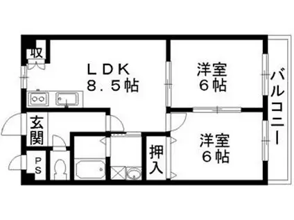 ドリーミィー(2DK/4階)の間取り写真