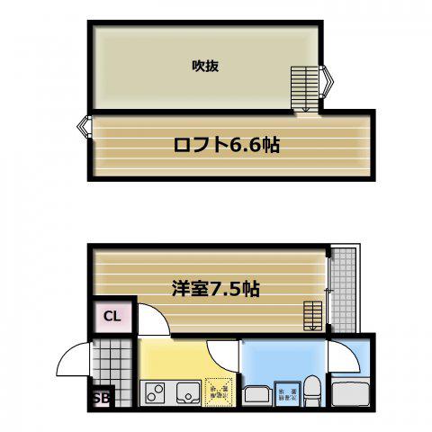 PUROSUPERE弥栄(1K/1階)の間取り写真