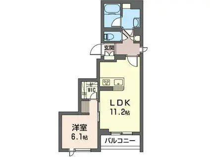 東京メトロ千代田線 千駄木駅 徒歩5分 4階建 築5年(1LDK/2階)の間取り写真